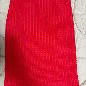 Anthropologie Red and Orange Plaid Pencil Skirt
